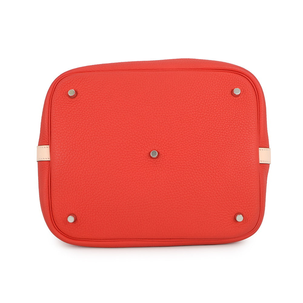 HERMES Picotin Lock Eclat Rouge Tomate/Rose Eglantine Taurillon Clemence Swift Leather Size GM