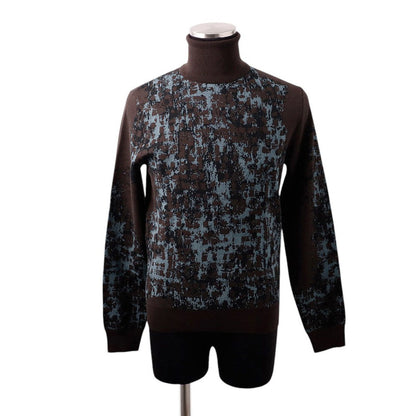 HERMES Turtleneck knit sweater Size XS Brown/Camouflage Wool79% Rayon14% Nylon7%