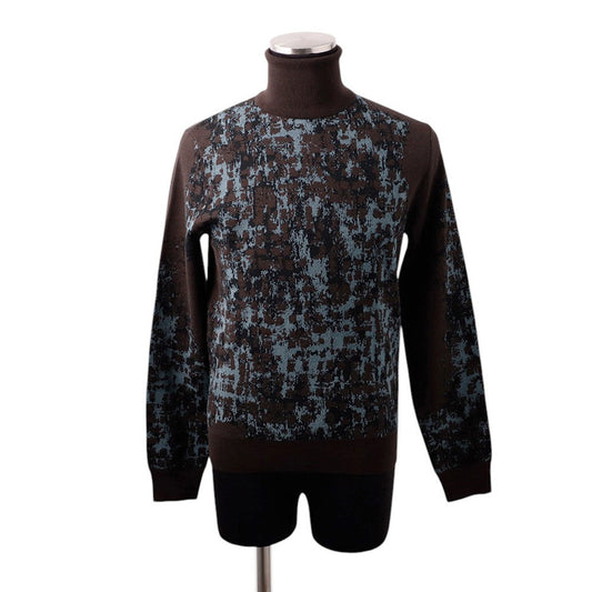 HERMES Turtleneck knit sweater Size XS Brown/Camouflage Wool79% Rayon14% Nylon7%