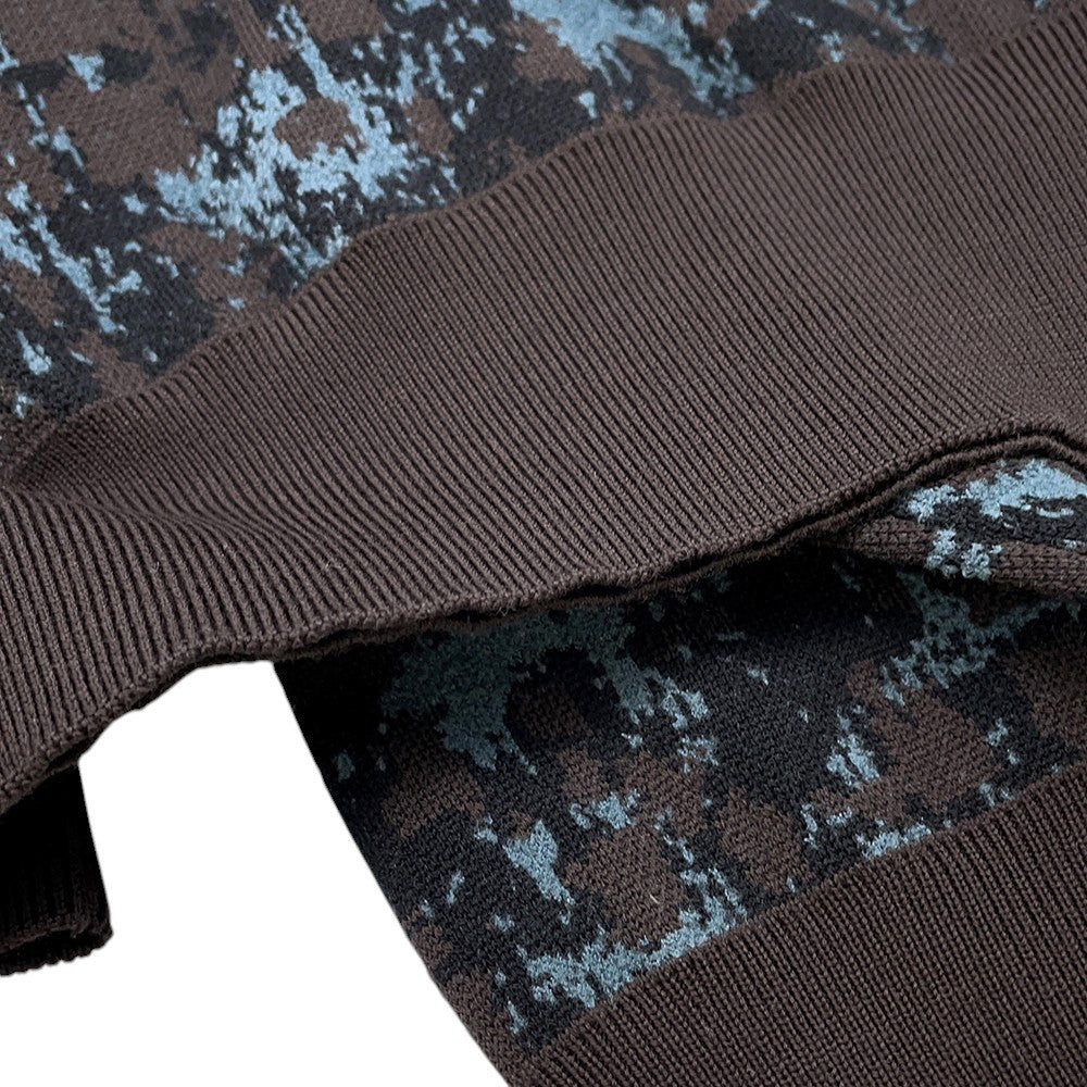 HERMES Turtleneck knit sweater Size XS Brown/Camouflage Wool79% Rayon14% Nylon7%