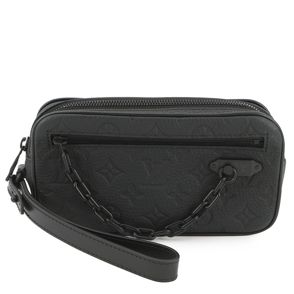 LOUIS VUITTON Pochette Volga NoirM55703 Monogram・Taurillon