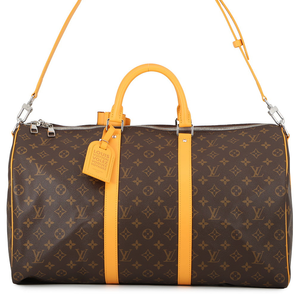 LOUIS VUITTON Keepall Bandouliere Brown/SaffronYellowM12634 Monogram Size 50