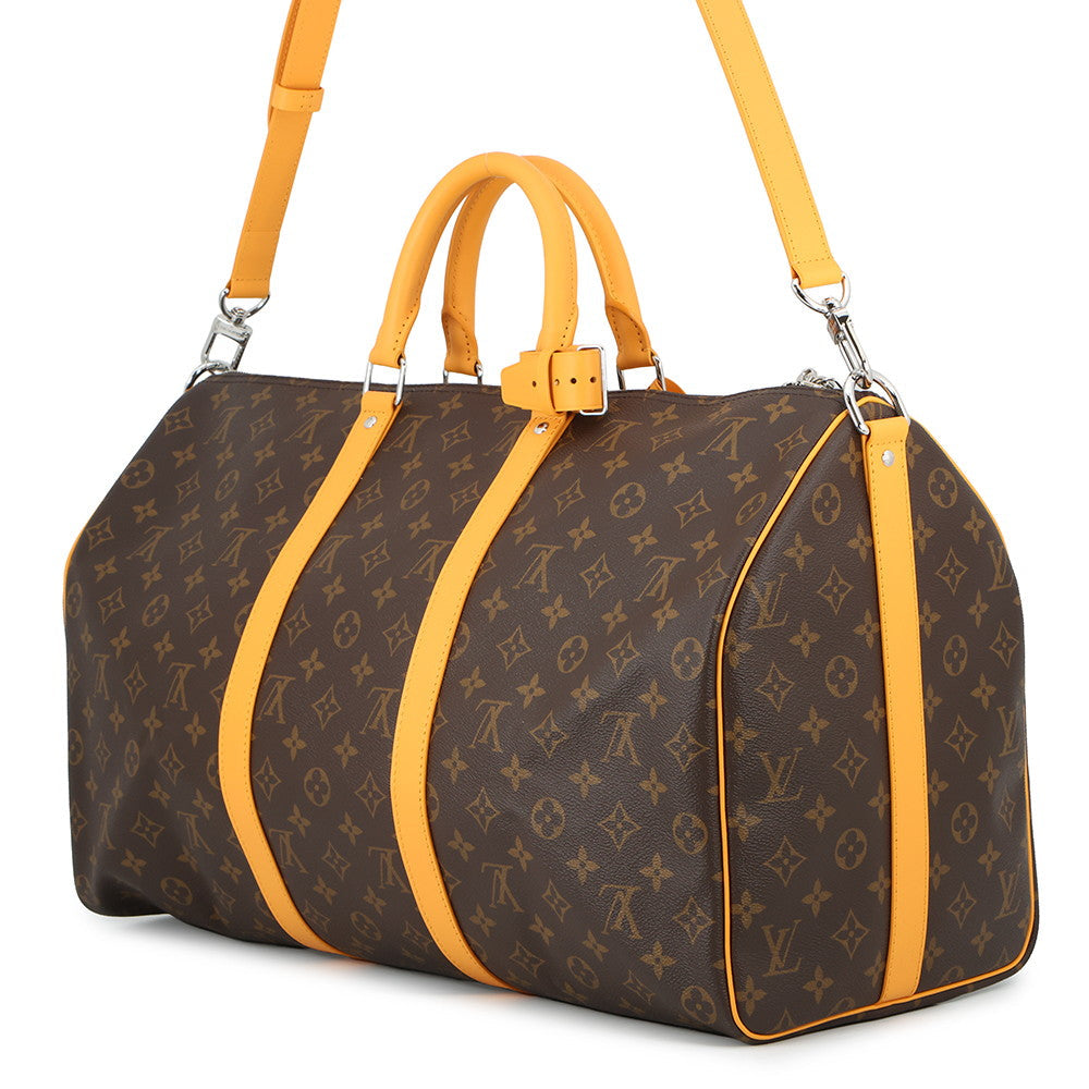 LOUIS VUITTON Keepall Bandouliere Brown/SaffronYellowM12634 Monogram Size 50