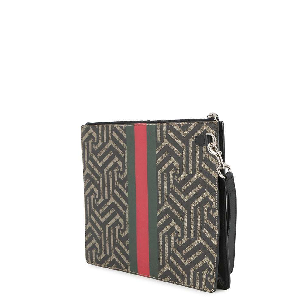 GUCCI Cherie B Clutch Bag Black/Multicolor433665 GG Kaleido Leather