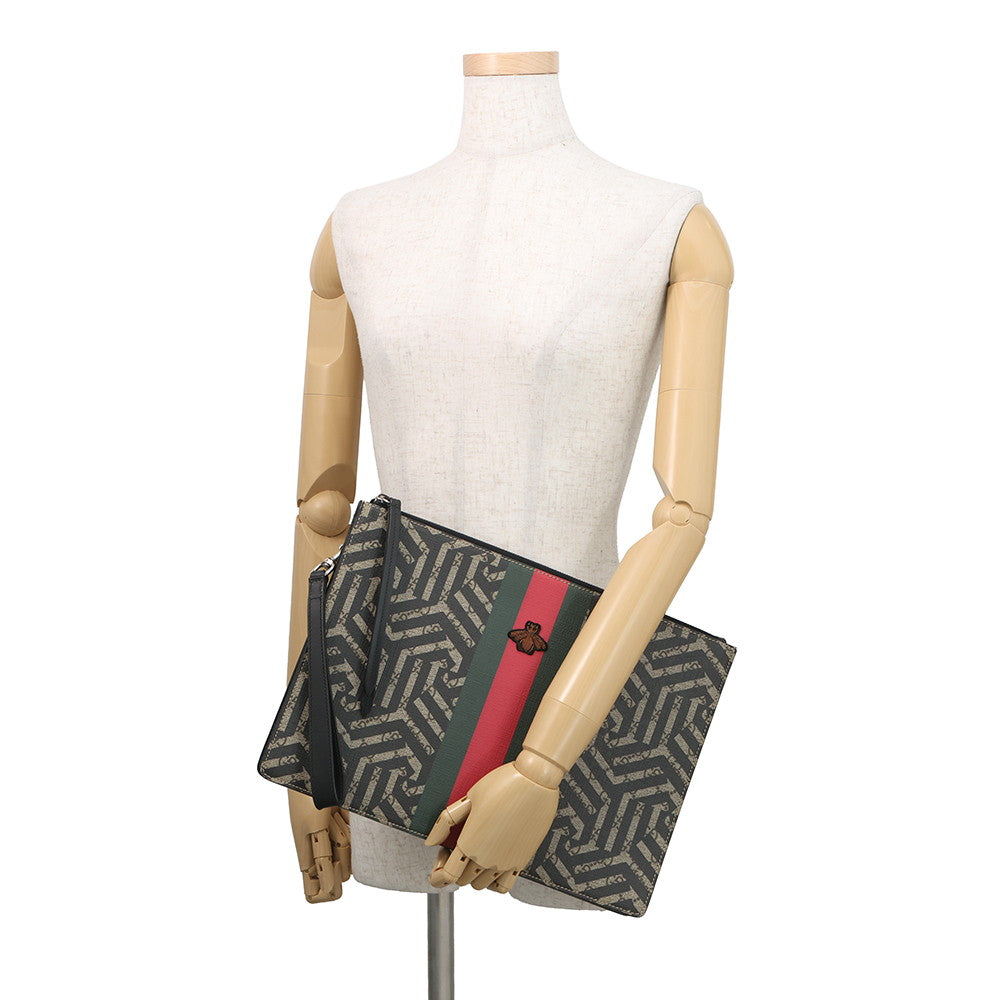GUCCI Cherie B Clutch Bag Black/Multicolor433665 GG Kaleido Leather