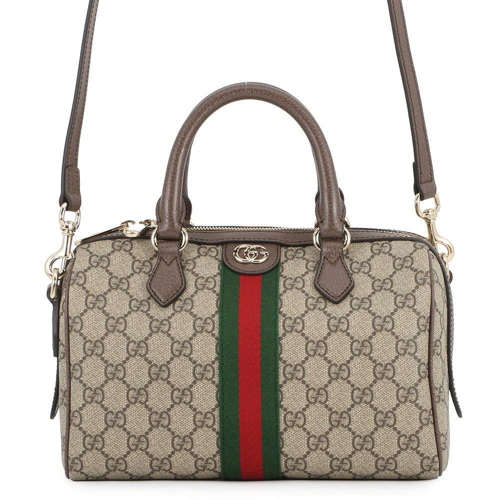 GUCCI Ophidia Medium Travel Bag 2WAY Beige/Brown/Green?836825 FAE0J 9867 GG Supreme Leather
