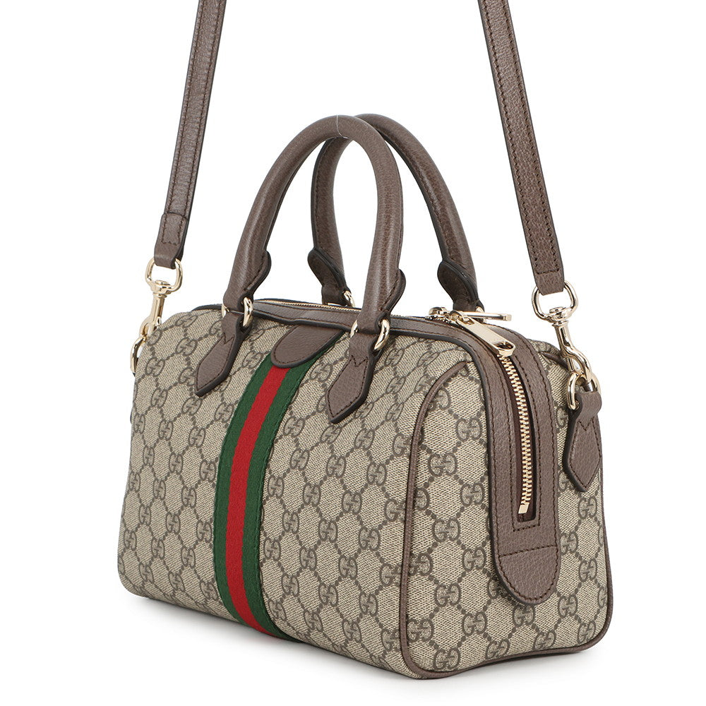 GUCCI Ophidia Medium Travel Bag 2WAY Beige/Brown/Green?836825 FAE0J 9867 GG Supreme Leather