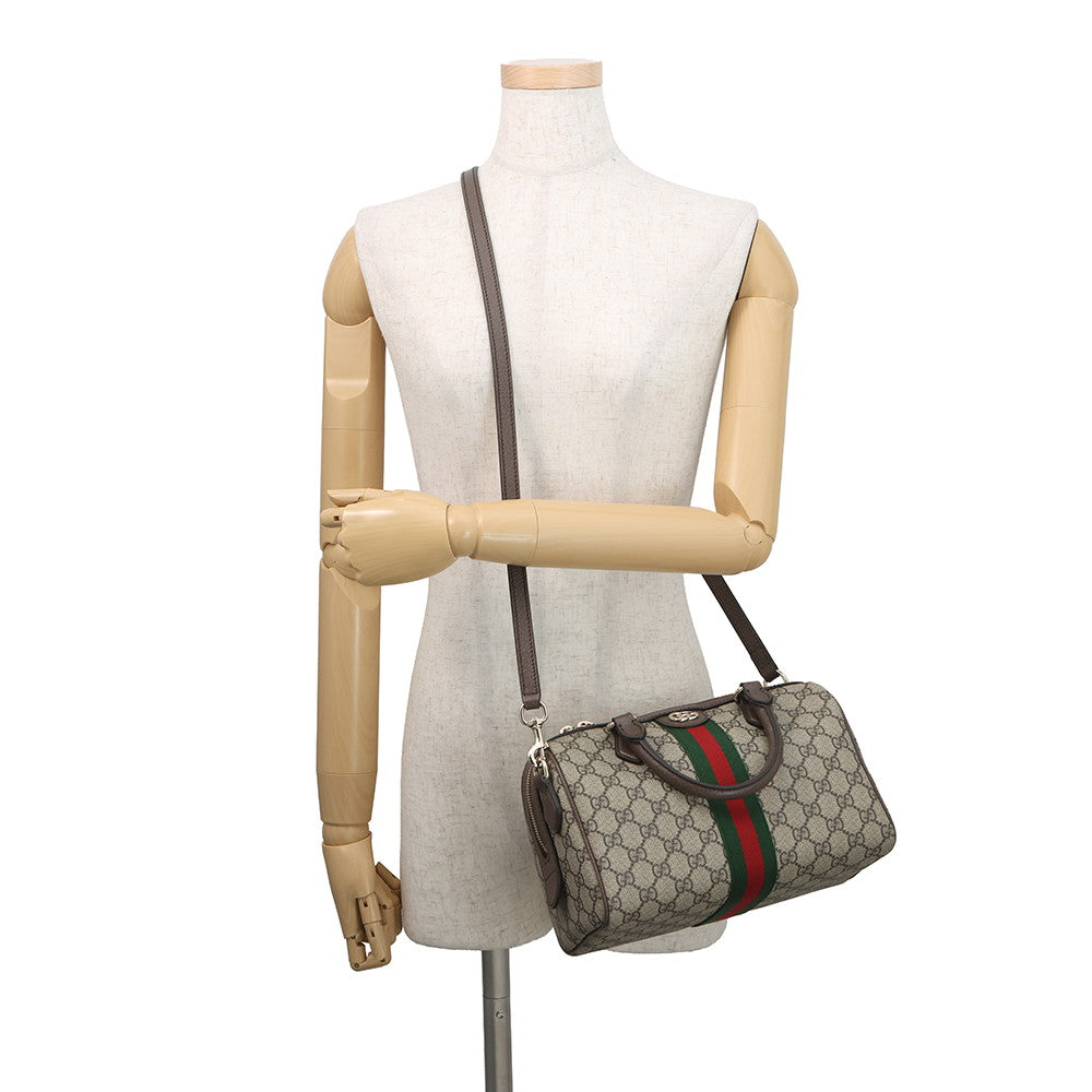 GUCCI Ophidia Medium Travel Bag 2WAY Beige/Brown/Green?836825 FAE0J 9867 GG Supreme Leather