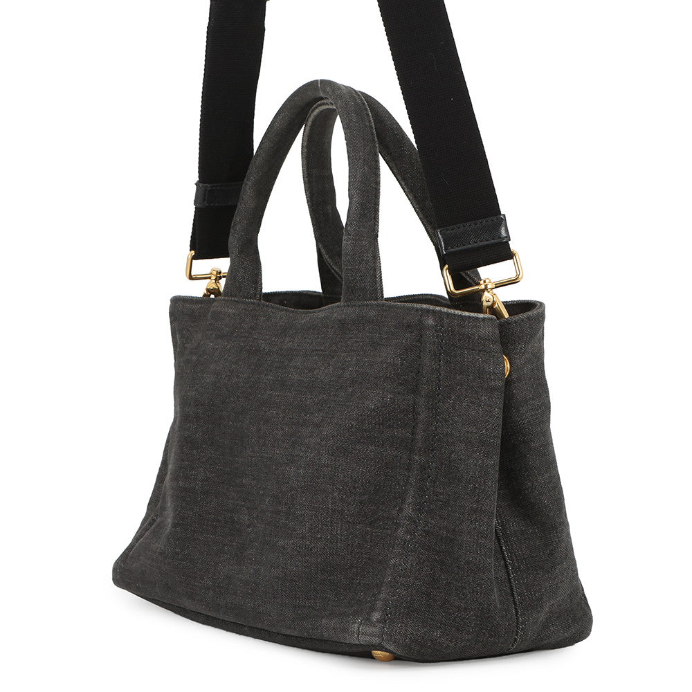PRADA Mini Canapa Robot 2-Way Bag Black/Multicolor1BG439 Denim Leather