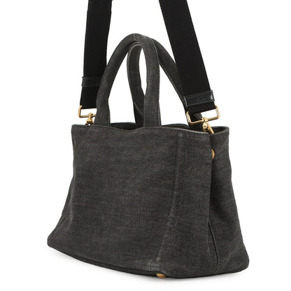 PRADA Mini Canapa Robot 2-Way Bag Black/Multicolor1BG439 Denim Leather