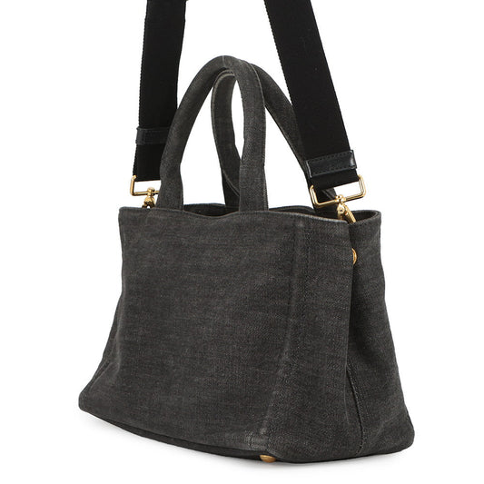 PRADA Mini Canapa Robot 2-Way Bag Black/Multicolor1BG439 Denim Leather