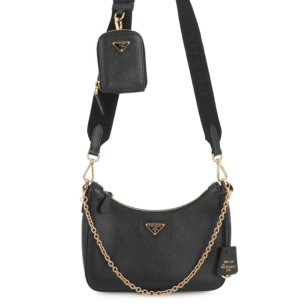 PRADA Re-Edition 2005 Shoulder Bag Black1BH204_NZV_F0632_V_V2P Saffiano LeatherLeather