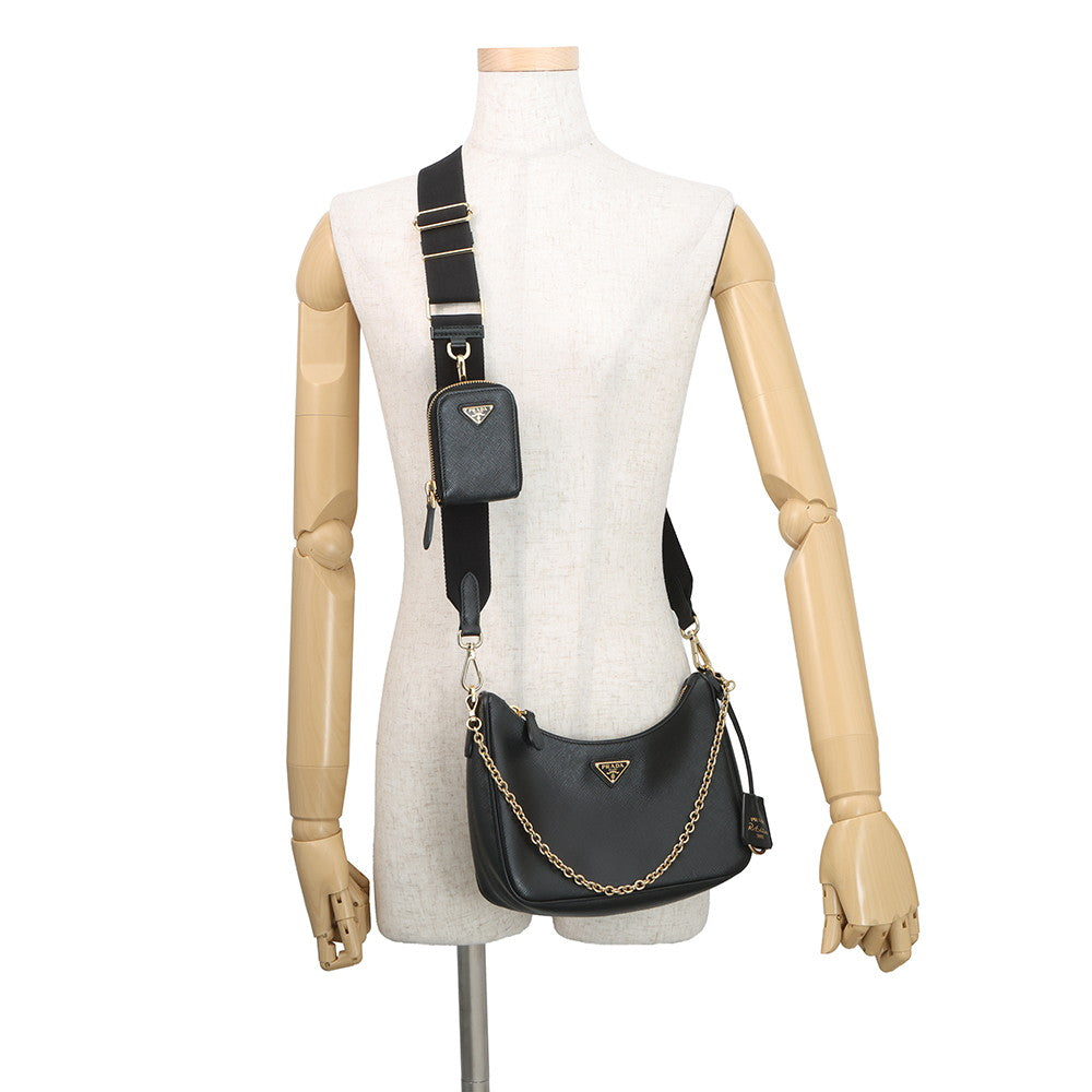 PRADA Re-Edition 2005 Shoulder Bag Black1BH204_NZV_F0632_V_V2P Saffiano LeatherLeather