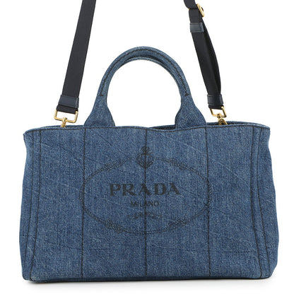 PRADA Canapa 2WAYBag Blue1BG642 Denim Size Medium