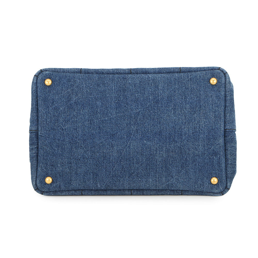 PRADA Canapa 2WAYBag Blue1BG642 Denim Size Medium