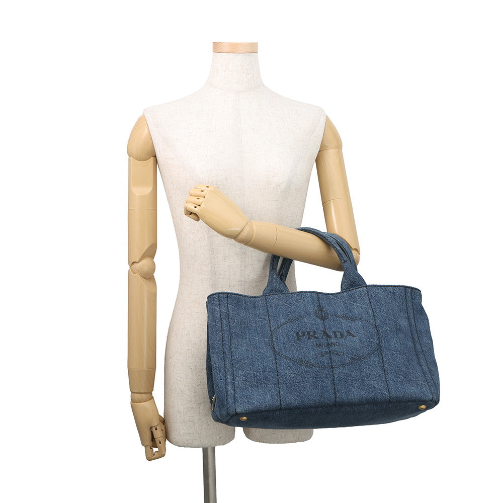 PRADA Canapa 2WAYBag Blue1BG642 Denim Size Medium