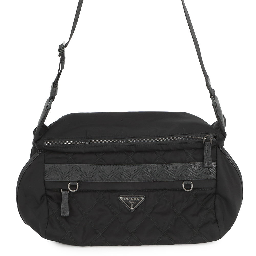 PRADA Triangle Logo Quilted Shoulder Bag Black2VH991_2BE6_F0806 Nylon Leather