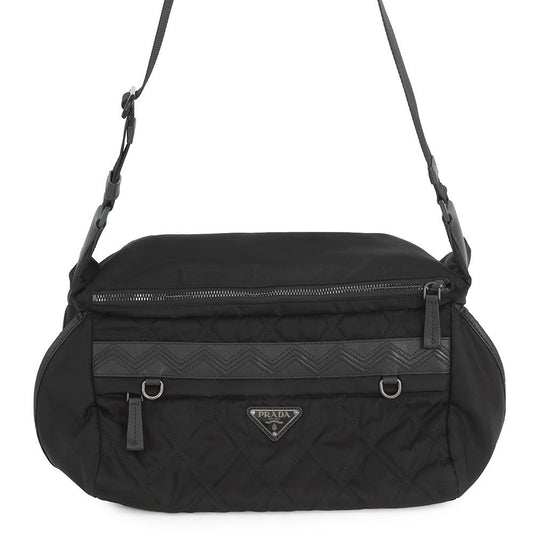 PRADA Triangle Logo Quilted Shoulder Bag Black2VH991_2BE6_F0806 Nylon Leather