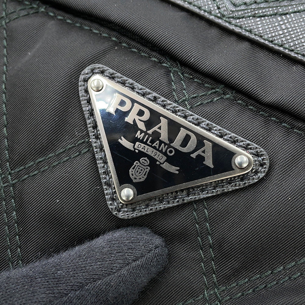 PRADA Triangle Logo Quilted Shoulder Bag Black2VH991_2BE6_F0806 Nylon Leather
