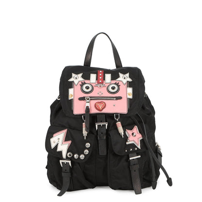 PRADA Robot Backpack Black/Pink/White1BZ811 Nylon Leather