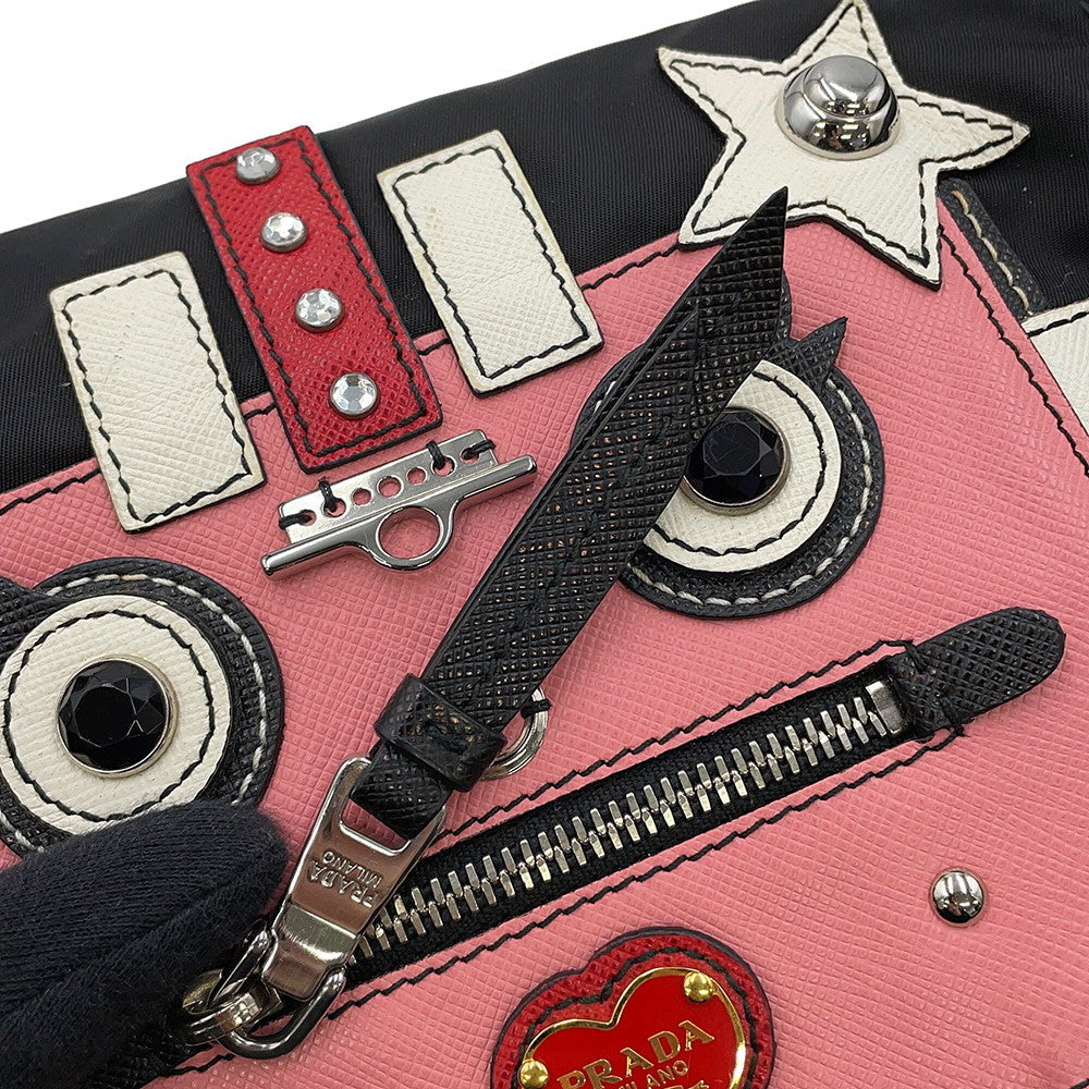 PRADA Robot Backpack Black/Pink/White1BZ811 Nylon Leather