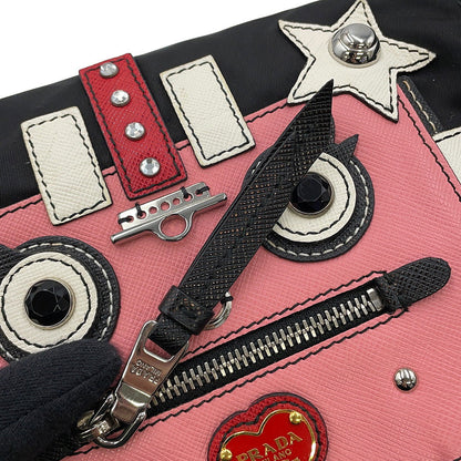 PRADA Robot Backpack Black/Pink/White1BZ811 Nylon Leather