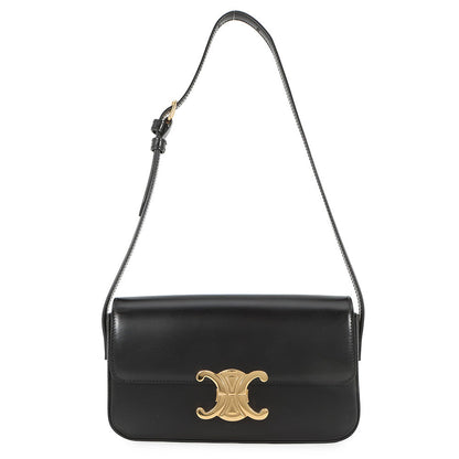 CELINE Triomphe Shoulder Bag Black194143BF4.38NO Calf Leather