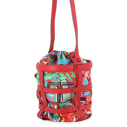 HERMES Muzaldine Rouge Casaque/Multicolor Epsom Silk