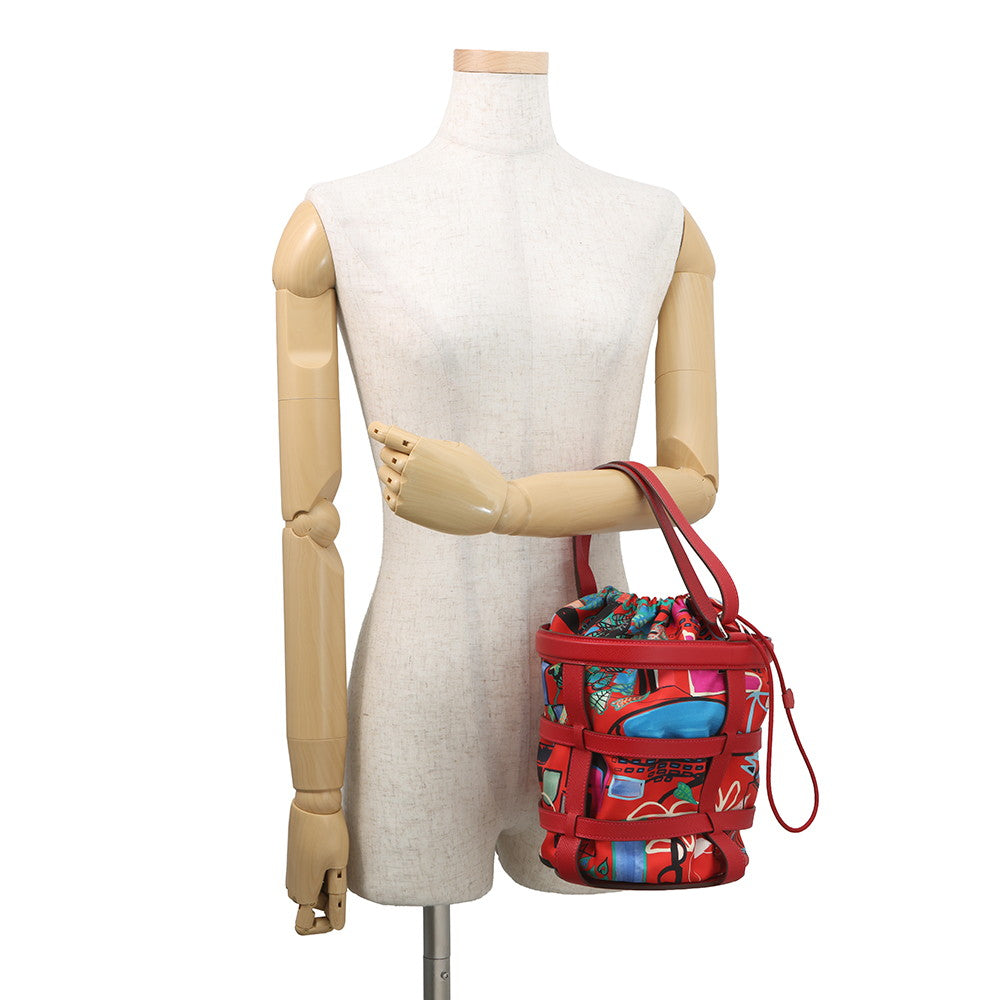 HERMES Muzaldine Rouge Casaque/Multicolor Epsom Silk