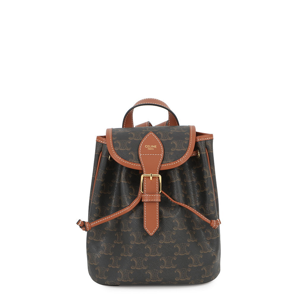 CELINE Falco Triomphe Backpack Tan197662 PVC Calf Leather