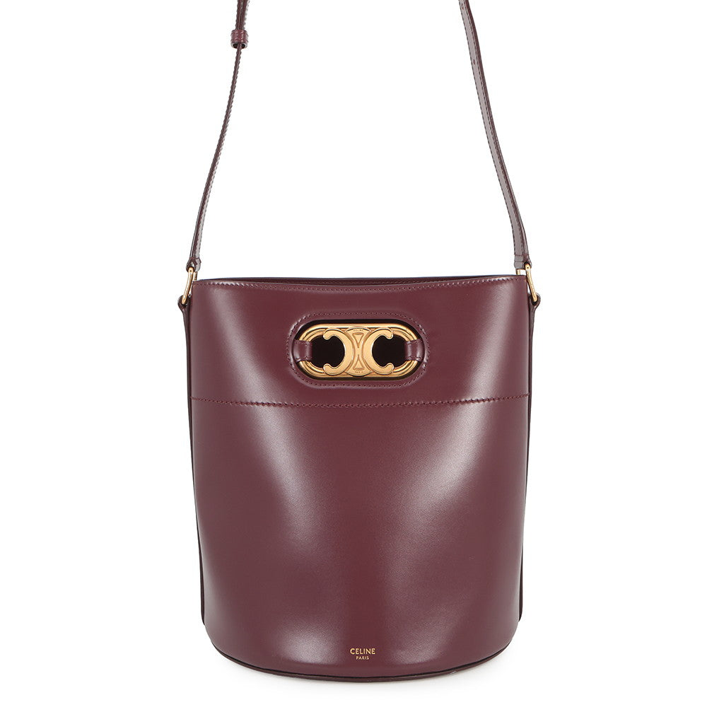 CELINE Maillon Triomphe Bucket Bag Bordeaux193043 Leather