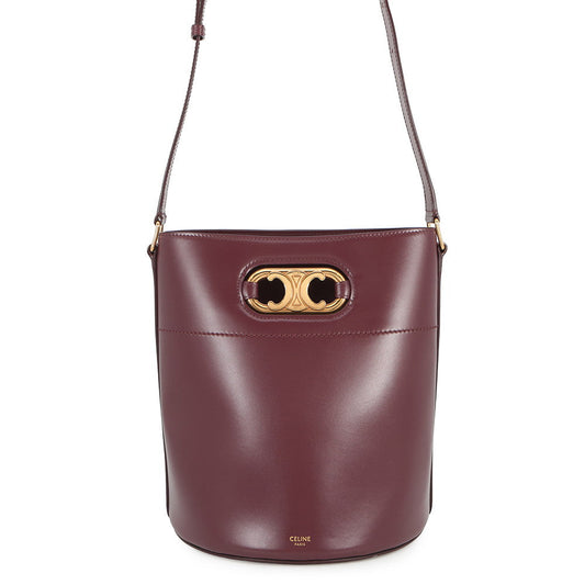 CELINE Maillon Triomphe Bucket Bag Bordeaux193043 Leather