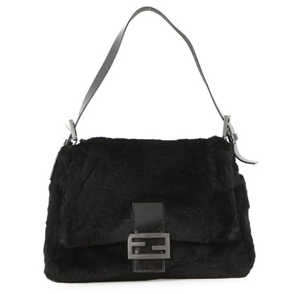 FENDI Mamma bucket Black Fur Leather