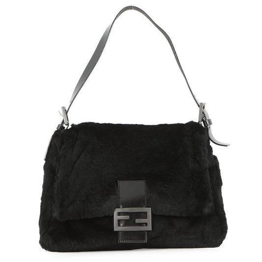 FENDI Mamma bucket Black Fur Leather