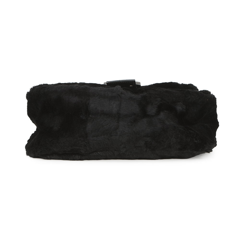 FENDI Mamma bucket Black Fur Leather