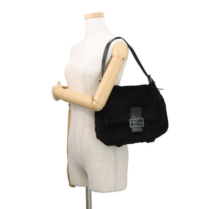 FENDI Mamma bucket Black Fur Leather