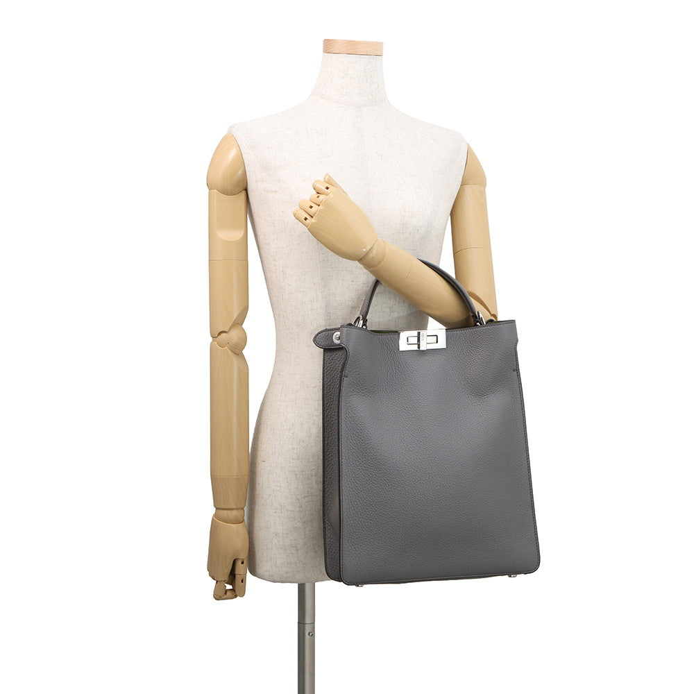FENDI Peekaboo X-Lite Gray7VA611 Leather Size Small
