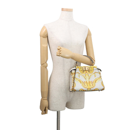 FENDI Fendace Peekaboo White/Yellow8BN244 Leather Size Mini