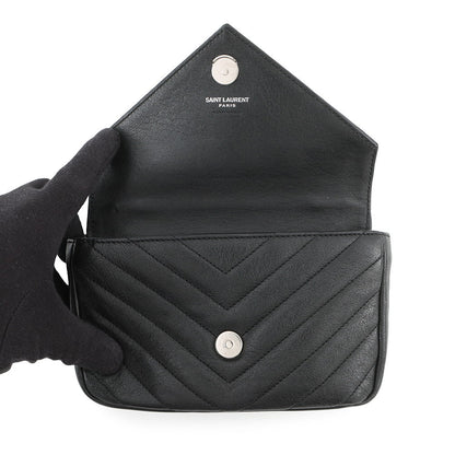 SAINT LAURENT PARIS College 2-way Chain Wallet Black438492BRM041000 Leather