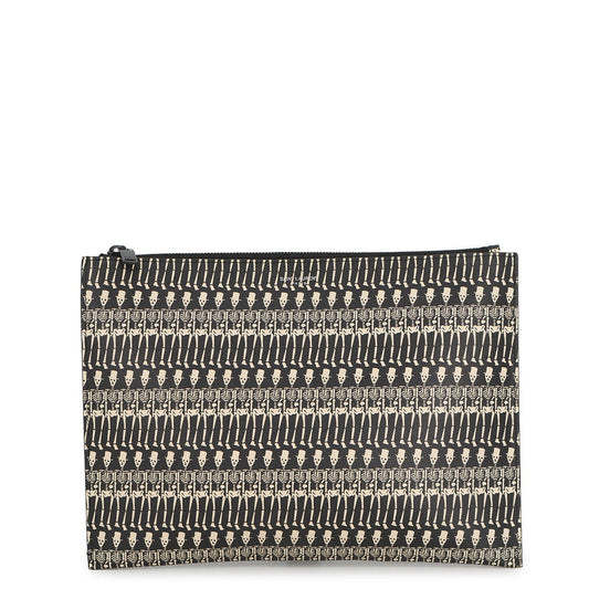 SAINT LAURENT PARIS Skull Print Tablet Case Clutch Bag Black/Beige397294DQD1U1070 Leather