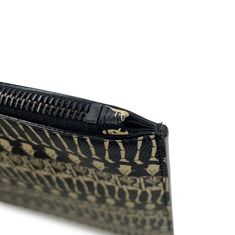 SAINT LAURENT PARIS Skull Print Tablet Case Clutch Bag Black/Beige397294DQD1U1070 Leather