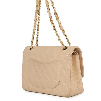 CHANEL Matelasse W/WChainShoulder Bag BeigeA01112 Caviar Leather Size 25