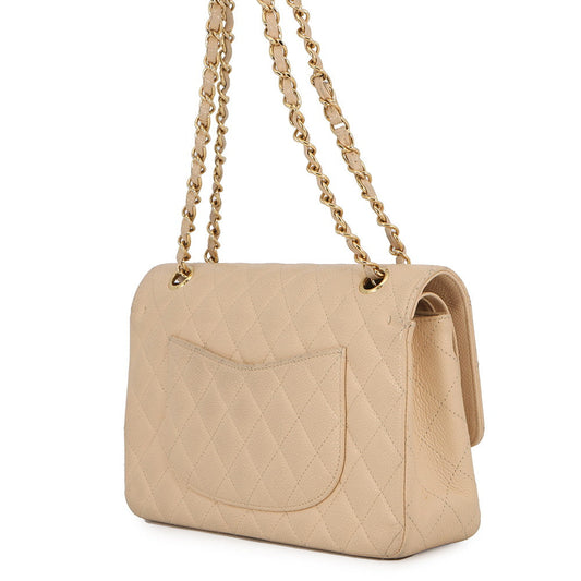 CHANEL Matelasse W/WChainShoulder Bag BeigeA01112 Caviar Leather Size 25