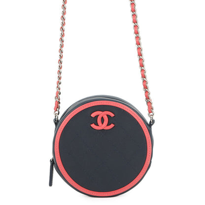 CHANEL Matelasse Round Chain Shoulder Bag Navy/PinkAP0060 Lambskin