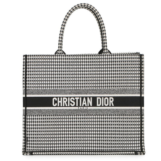 Dior Book Tote Houndstooth White/BlackM1286ZRPI_M081 Canvas Size Large