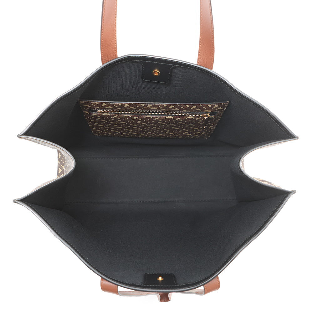 BURBERRY TBMonogram Stripe ECanvas Tote Bag Black PVC Leather