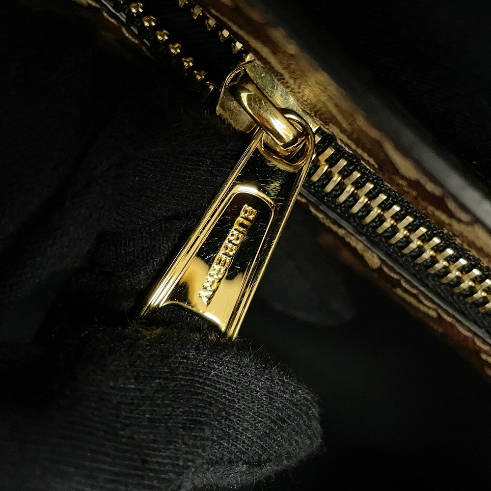 BURBERRY TBMonogram Stripe ECanvas Tote Bag Black PVC Leather