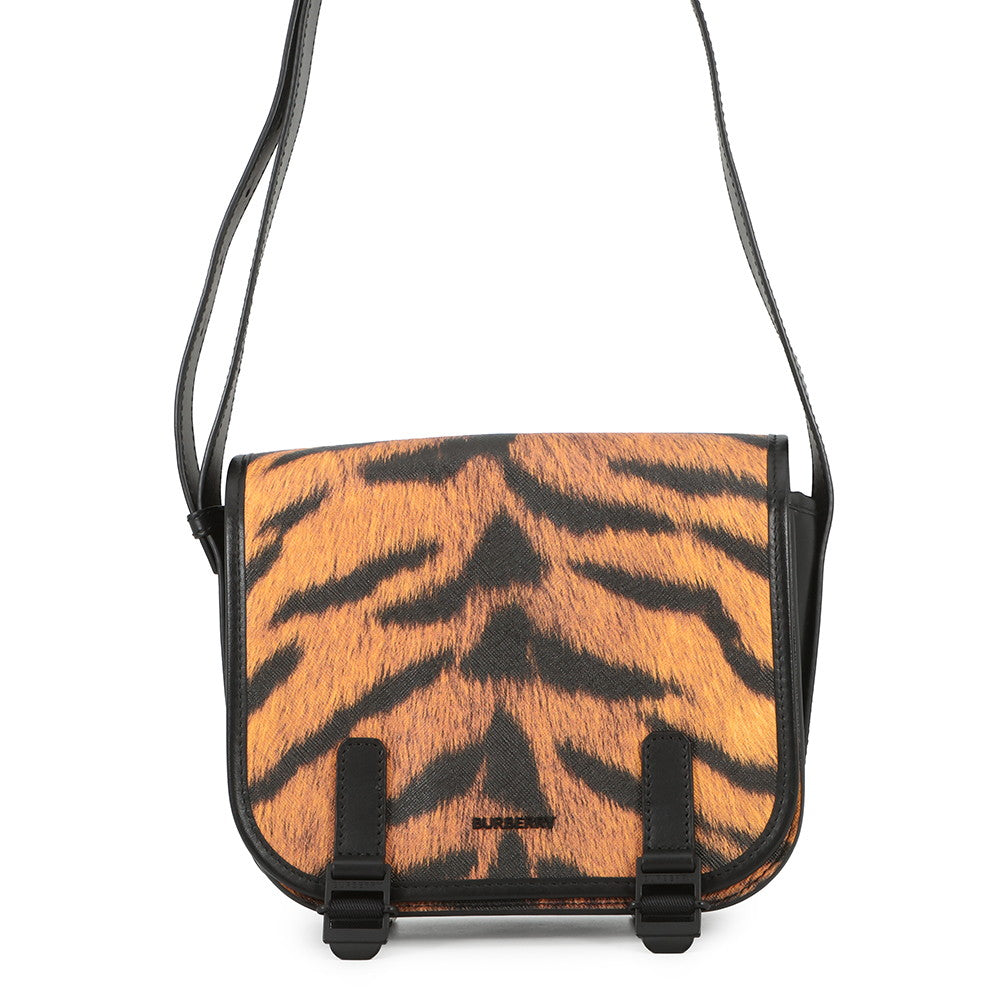 BURBERRY Leopard Shoulder Bag Black/Orange8050873 PVC Leather