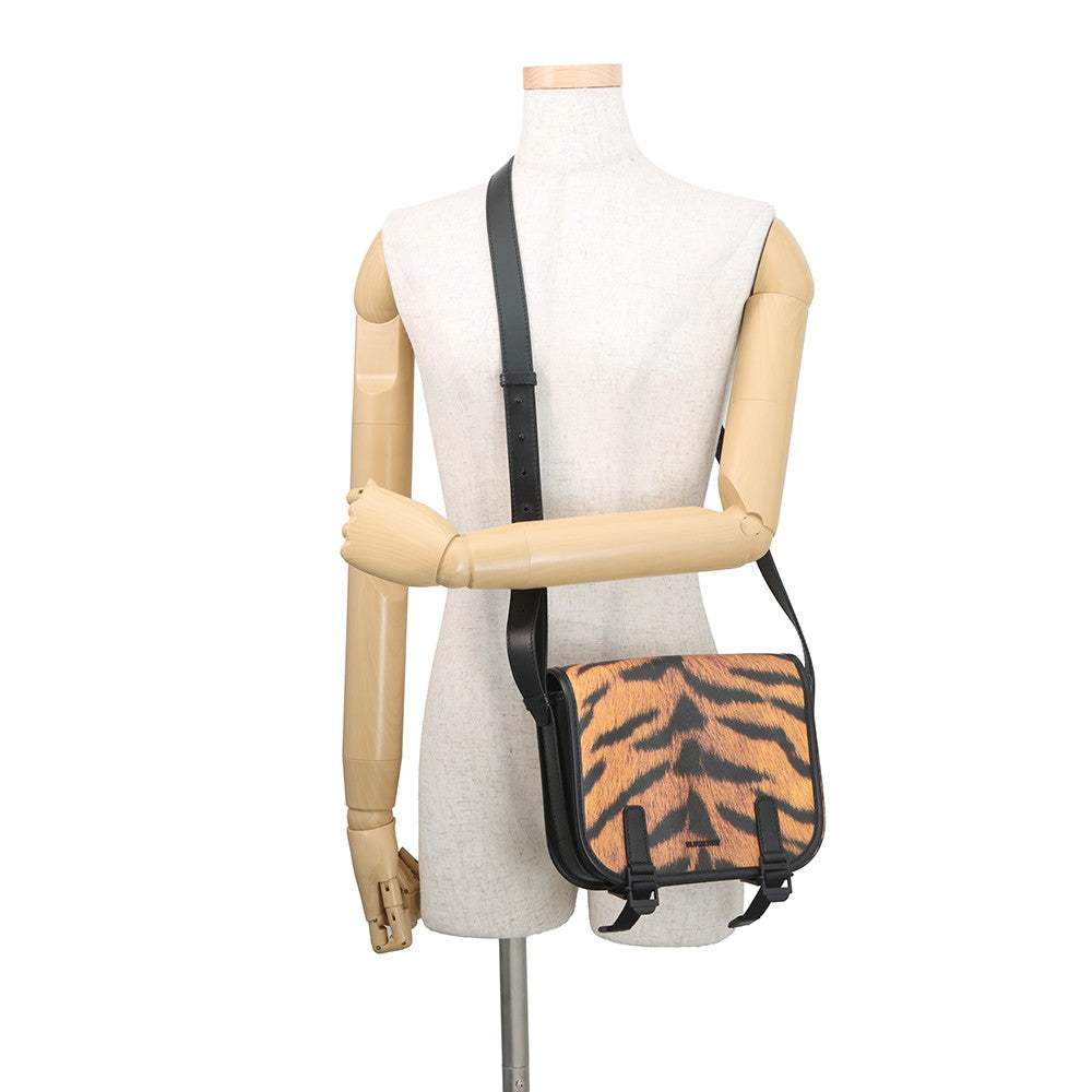 BURBERRY Leopard Shoulder Bag Black/Orange8050873 PVC Leather