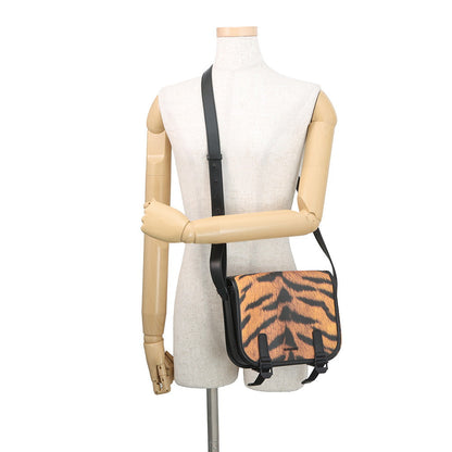 BURBERRY Leopard Shoulder Bag Black/Orange8050873 PVC Leather